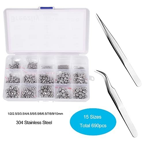690 Piece Metric Precision 304 Stainless Steel Ball Bearing Assortment Kit – 1-1