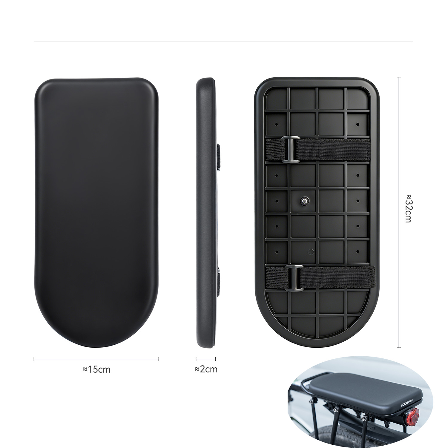 ROCKBROS Bicycle Rear Seat Cushion,PU Bike Rear Saddle Comfortable Rear Shelf