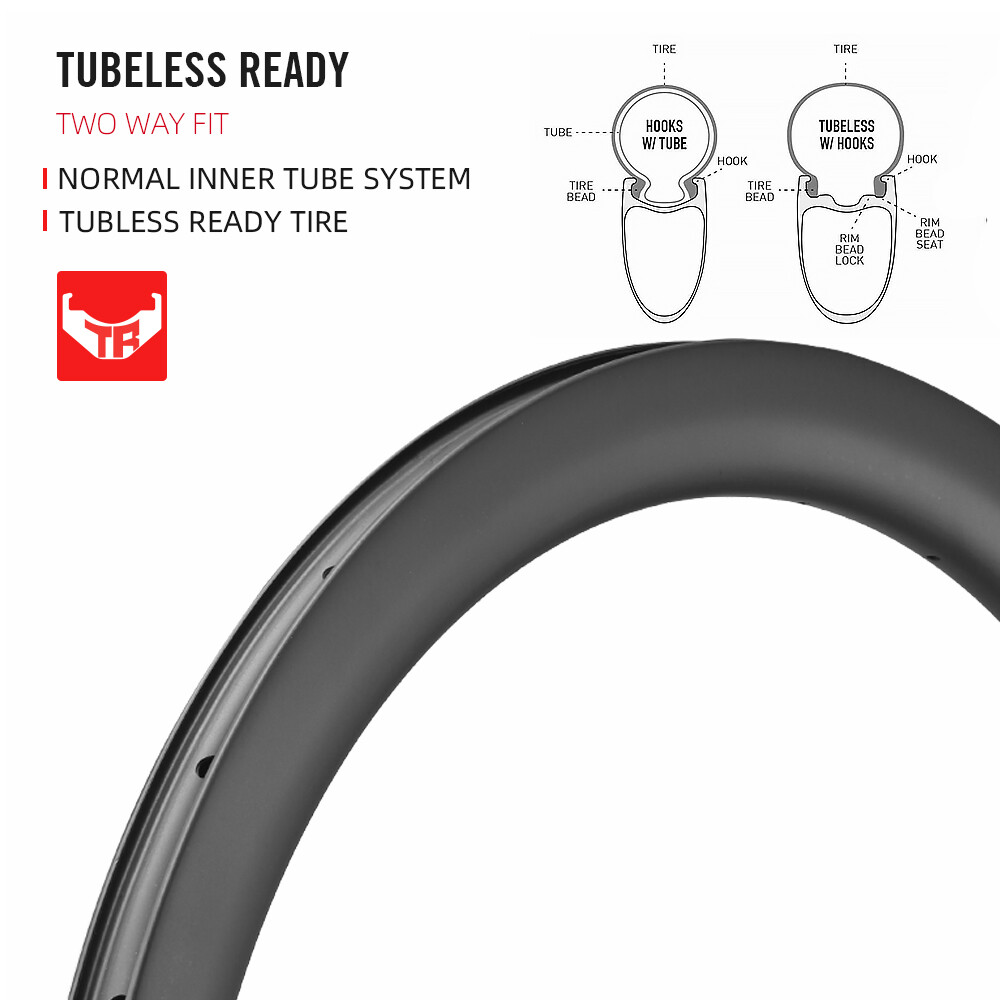 700C Carbon Disc Brake Road Bike Rims 40/45/50/55mm Clincher Tubeless