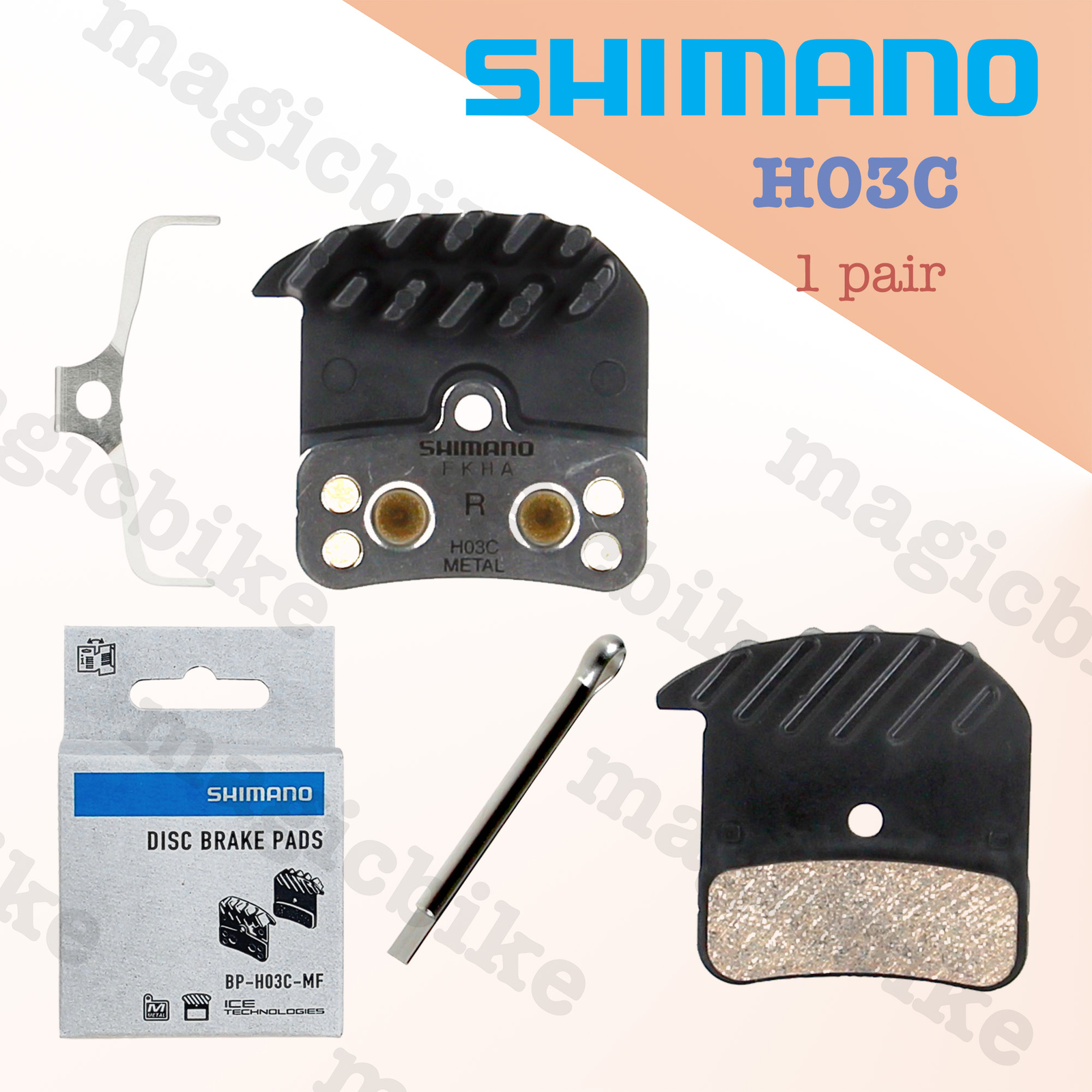 1 pair Shimano (H03C) Saint BR-M820 Metal Pads with Cooling Fin & Pin NIB