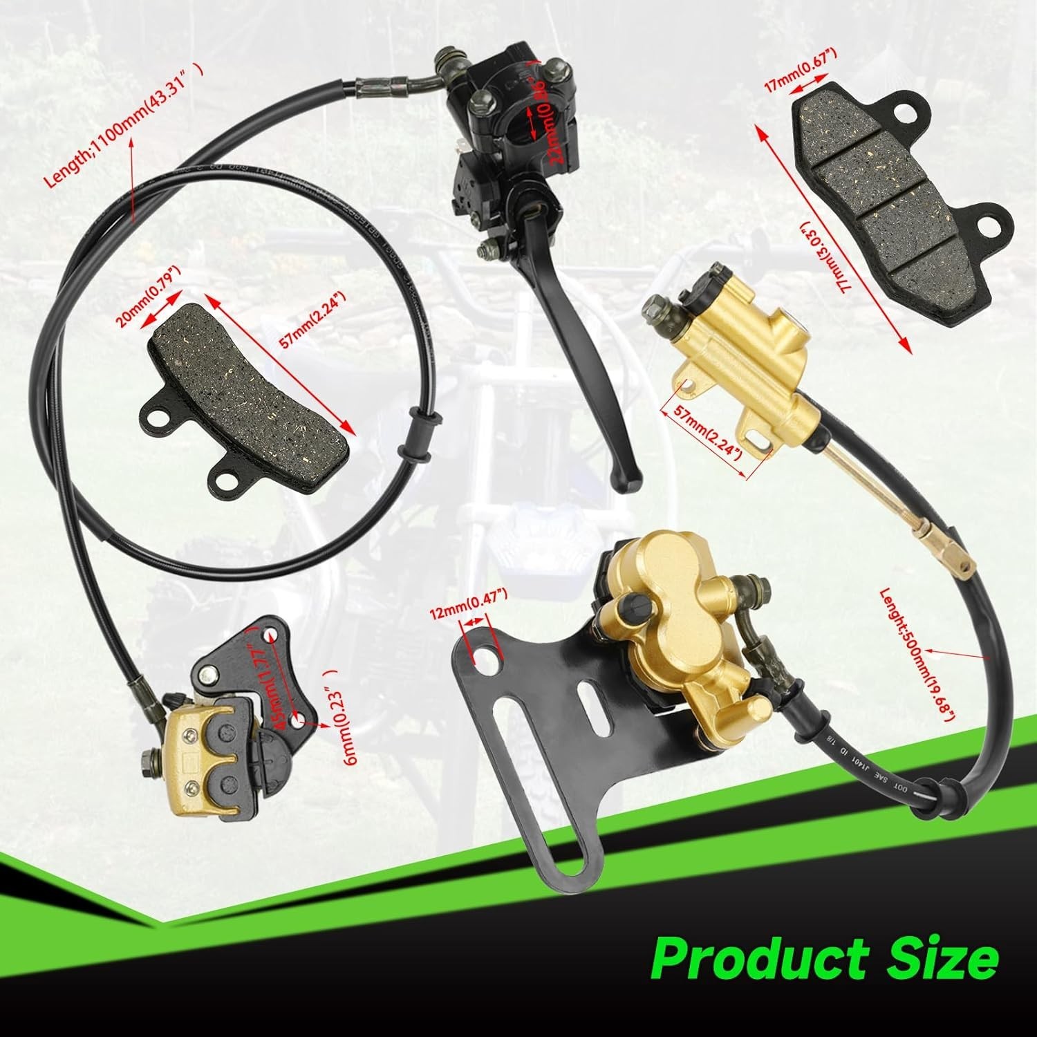 Pit Bike Hydraulic Brake Caliper Set for Apollo SSR Tao Tao Coolster 50-125cc