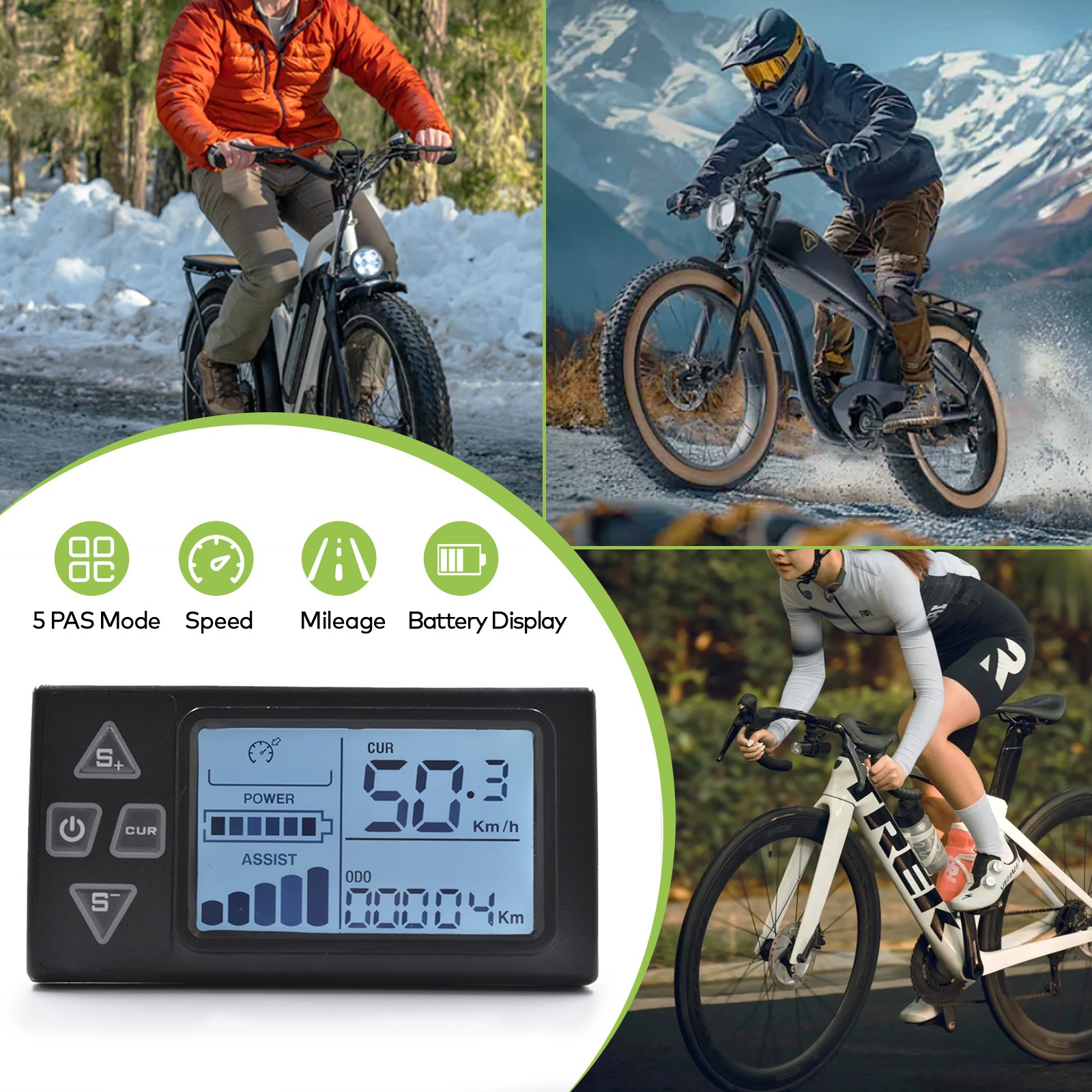 UART2 Ebike LCD Display with Waterproof Housing S861 Odometer for Fatbike Riders