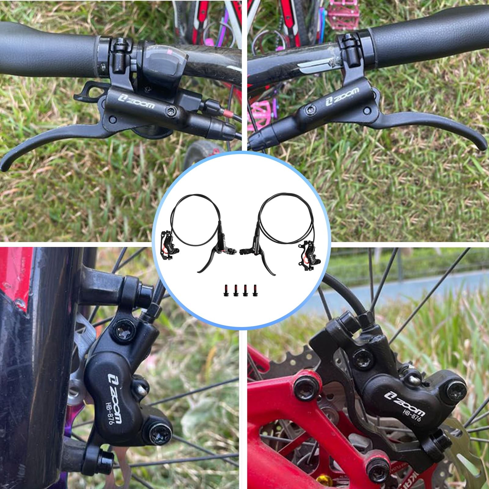Z00M HB876 4-Pistons Hydraulic Disc Brake Set, MTB Front Brake-Black
