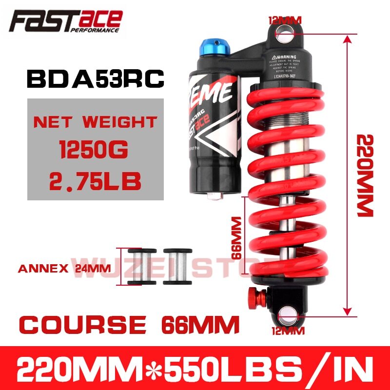 FASTACE BDA53RC MTB Bicycle Downhill DH Rear Shock 220mm 190mm 200/210/240mm