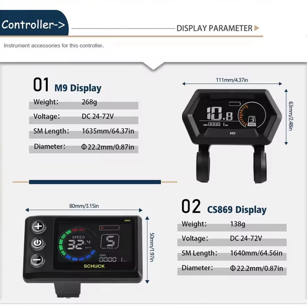 E-Bike 1500W-2000W 40A Sine Wave Controller +LCD Display+47PDD Brake Lever Sets