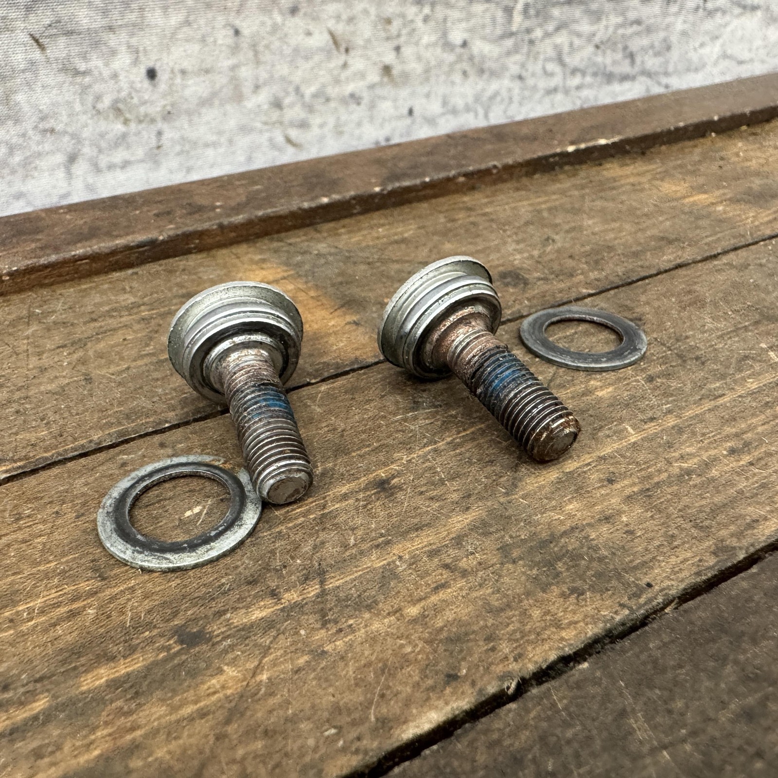 Vintage Campagnolo Crank Arm Fixing Bolts Pair Made in Italy Hex Allen Washers