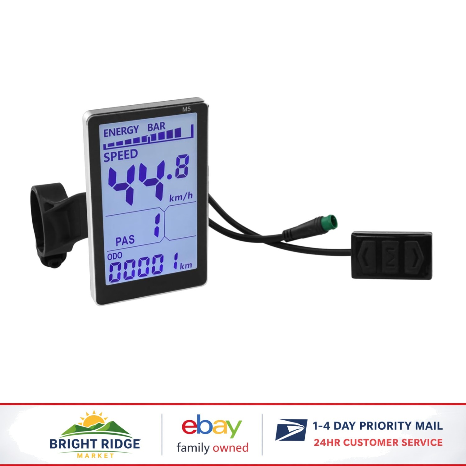 Electric Bike LCD Control Panel, Easy Install with Waterproof Connector Included