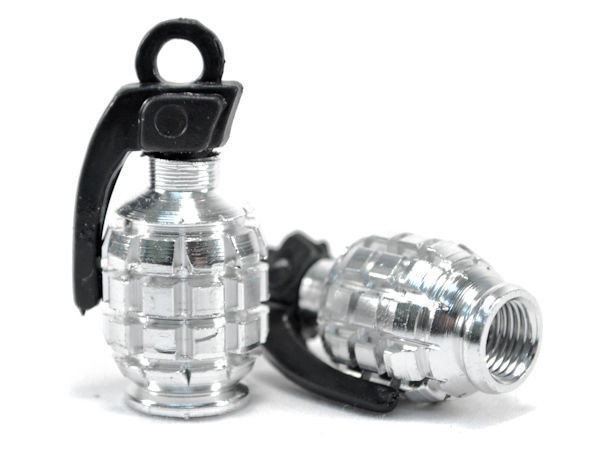 Grenade Metal Aluminum Tire Valve Caps Bike Universal Car Motorcycle ATV U VS01