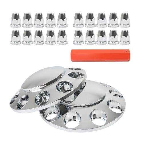 2 Chrome Front Hub Axle Cover Center Caps with 33mm Lug Nut Covers Replacement