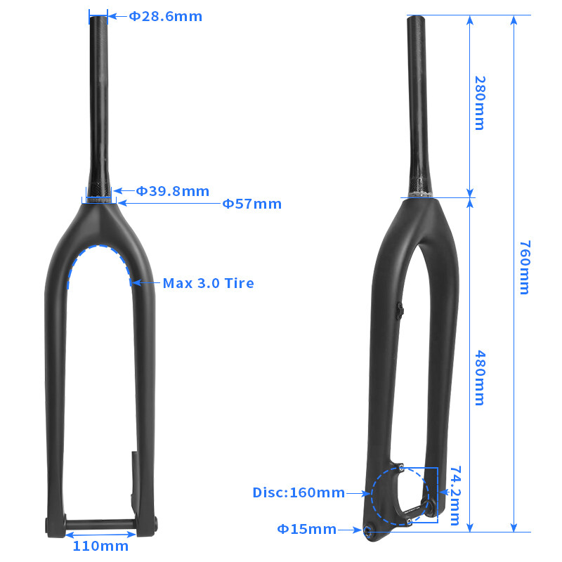 BXT 29er Carbon Mountain Bike Fork Rigid Fork Disc Brake MTB Frok Thru Axle