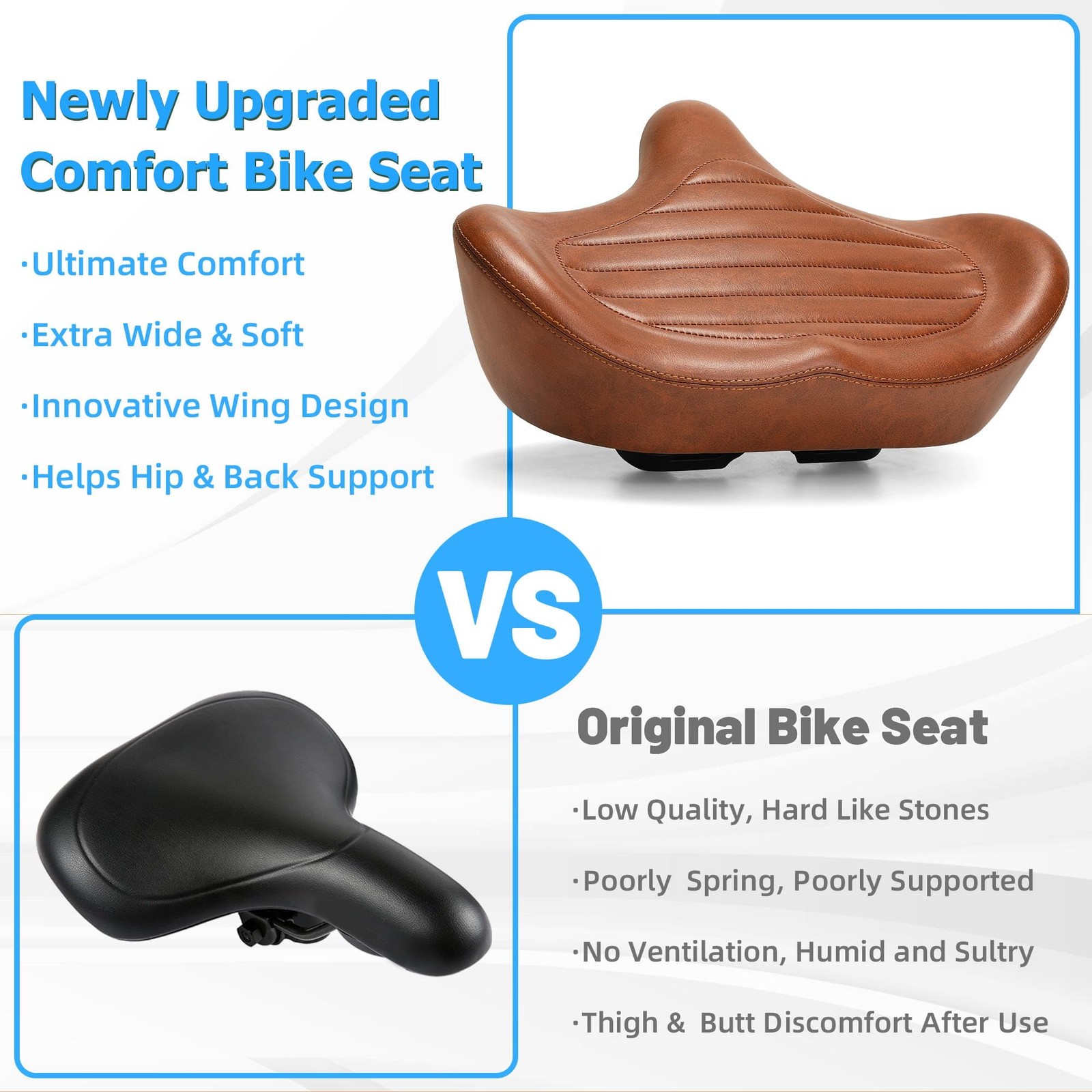 CDYWD Oversized Bike Seat for Men & Women Comfort, Extra Wide Bicycle Seat Cu…