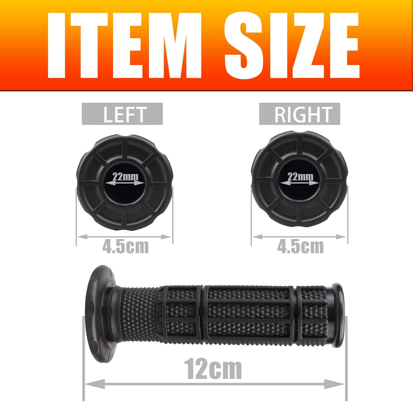 7/8» ATV Grips Upgrade Universal Handlebar Soft Rubber Thumb 1, Black