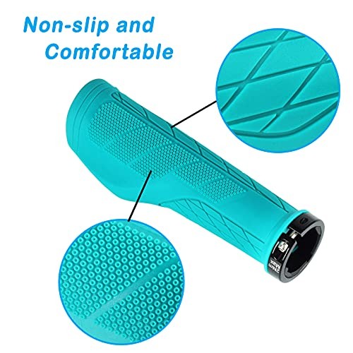 Ergonomic Design Mountain Bike Grips, Comfortable Bicycle Handlebar Turquoise