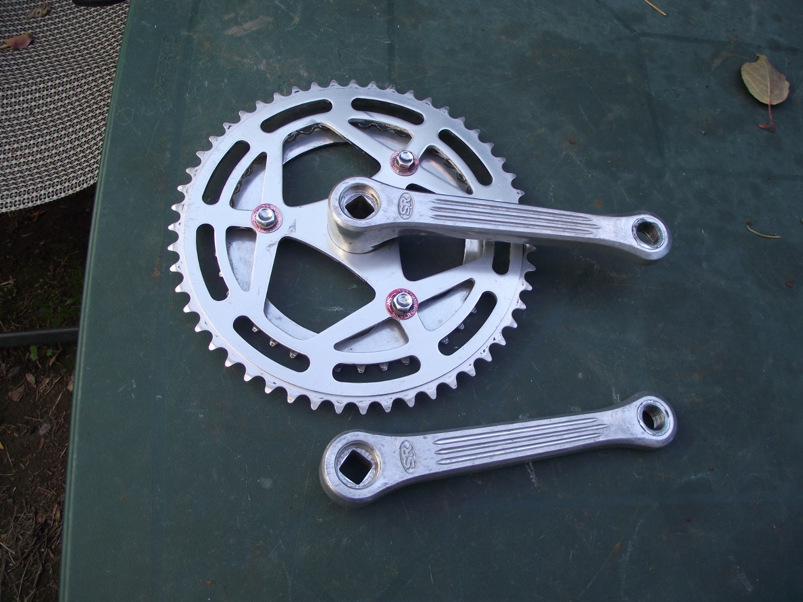 SR Crankset 165mm Vintage Bike bicycle Square Taper Cranks double 52 40 silver