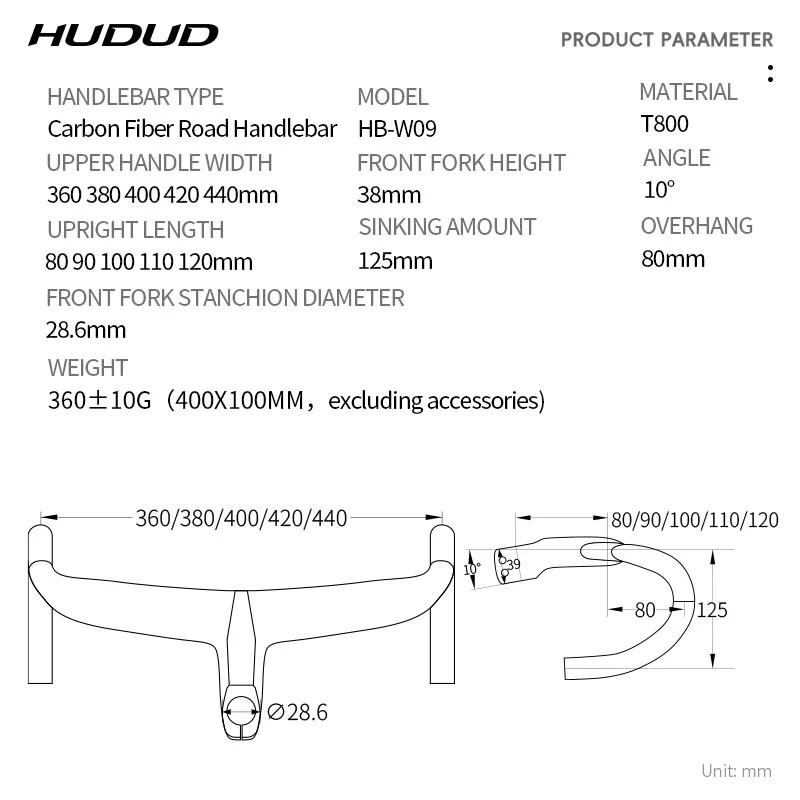 Road Bike Carbon Ultra-Light T800 Internal Cable Routing Integrated Drop Bar