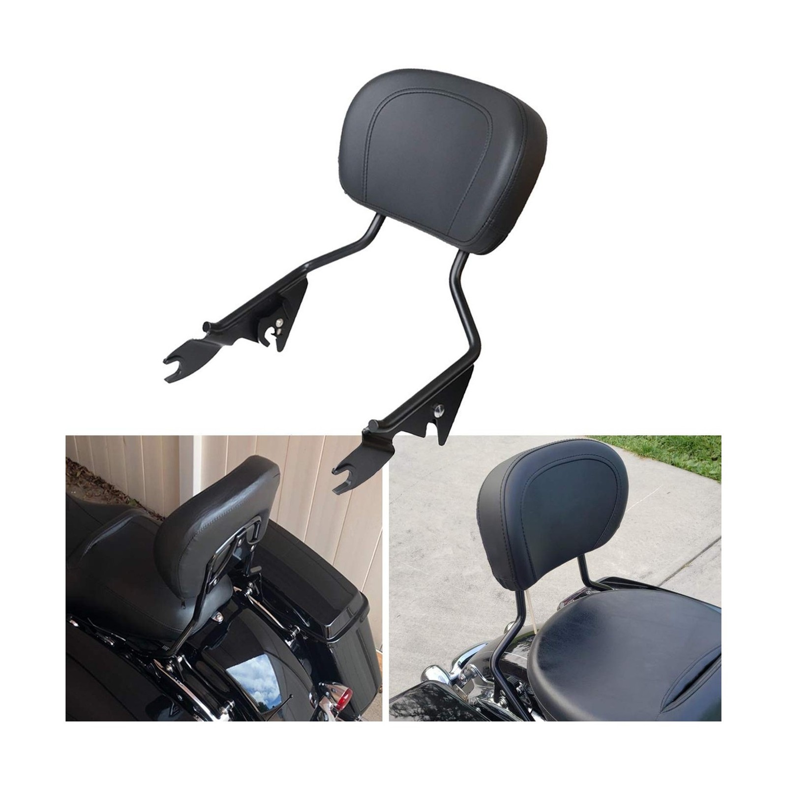 AUFER Detachable Upright Passenger Backrest Sissy Bar w/Back Rest Pad Compati…