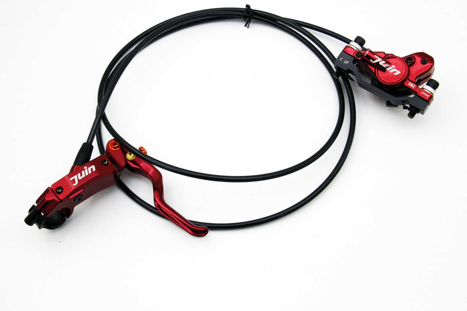 Red Juin Tech DB2 Mountain Bicycle Hydraulic Disc Brakes F/R Set w/ Rotors