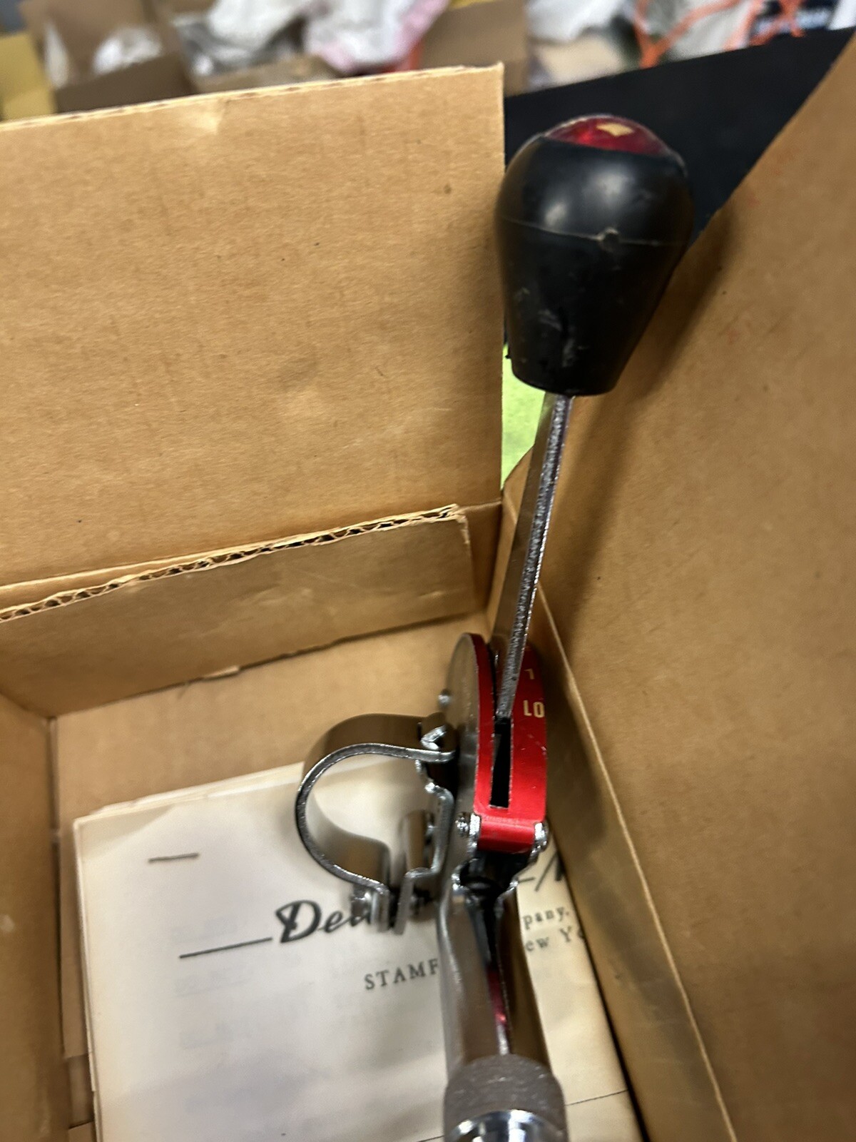 RARE VINTAGE SIMPLEX 5 SPEED STICK SHIFT LEVER RED MUSCLE BIKE IN BOX
