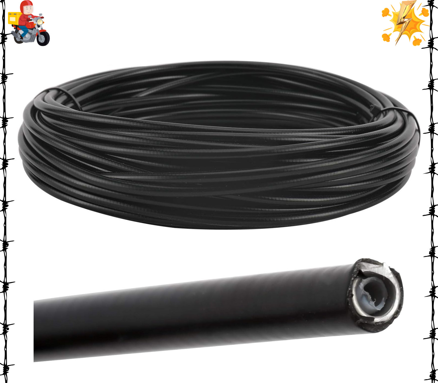 5Mm X 50Ft Bicycle /Bike Lined Brake Cable Housing, Black