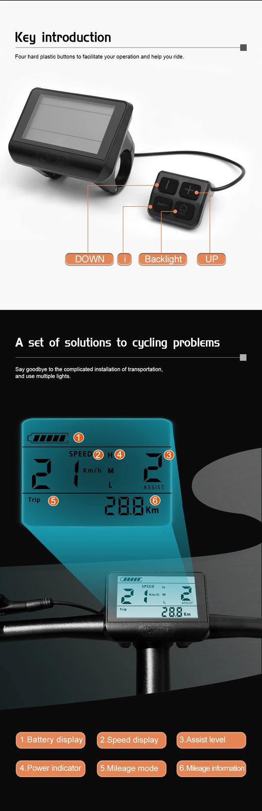 E-Bike LCD Display 760S UART Protocol for BBS01B BBS 02B BBSHD Mid Drive Motor