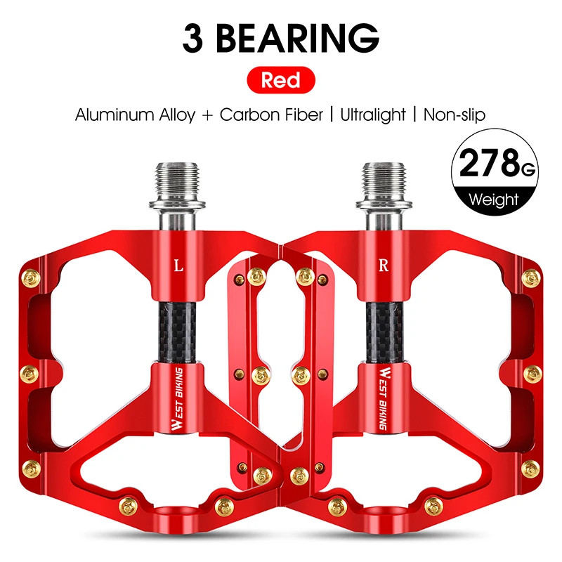 Bicycle Pedals Sealed Bearing Aluminium Alloy Cycling Non-slip MTB Flat Pedals