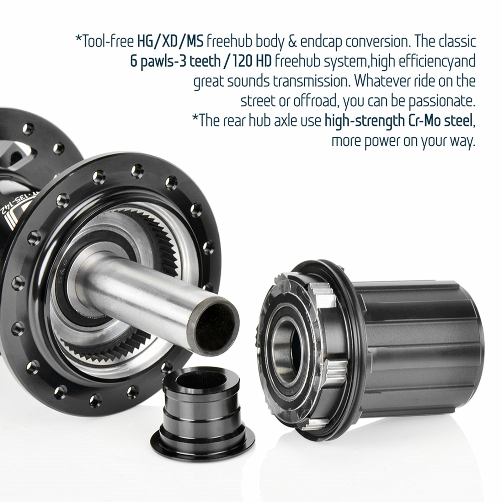 XM450 Boost MTB Rear Hub 32H 6 Bolt Quick Release Disc Brake for 8-11S,10×141,HG