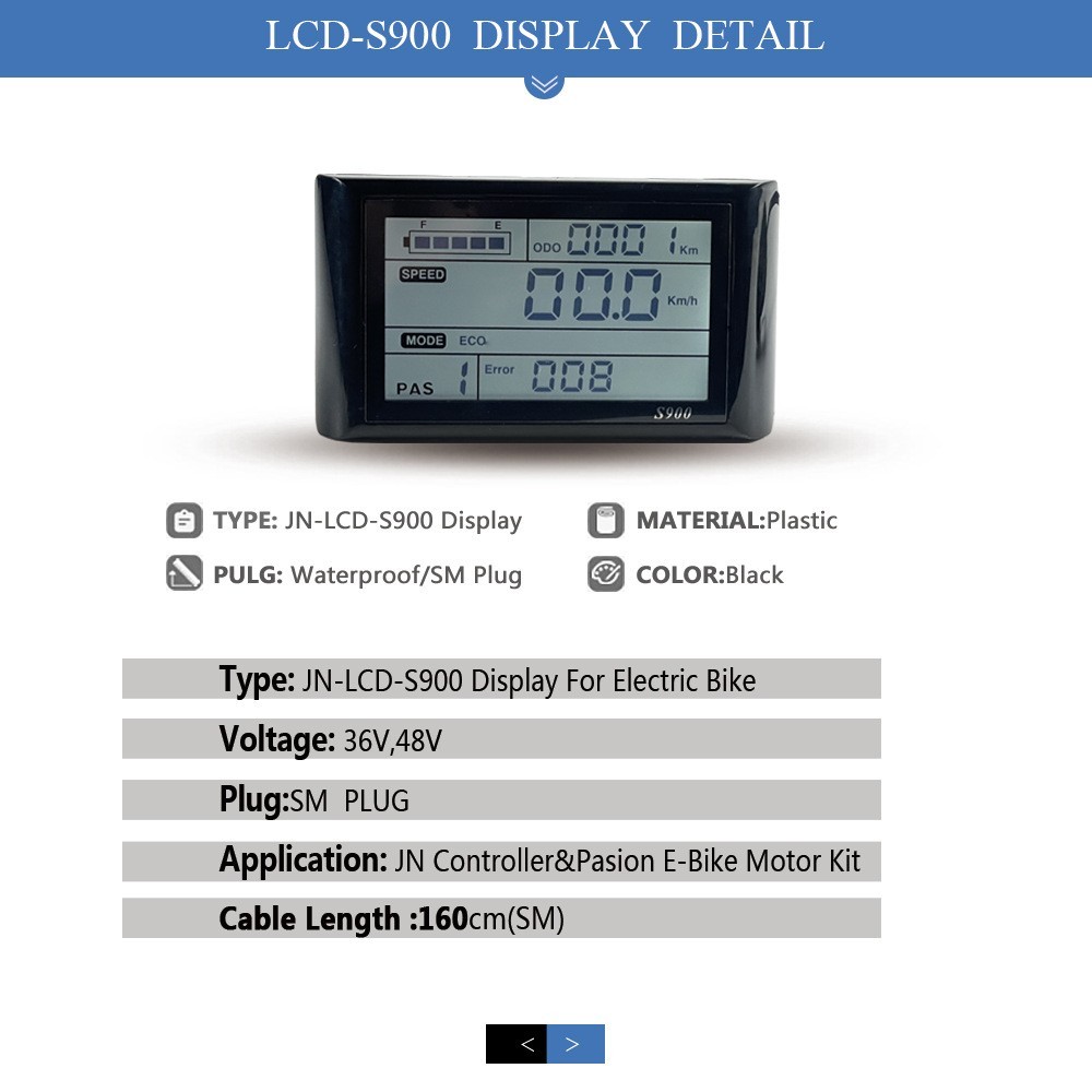 ECOTRIC S900 48V LCD Display for E-Bike 5PIN Real Time Speed&Battery Display.