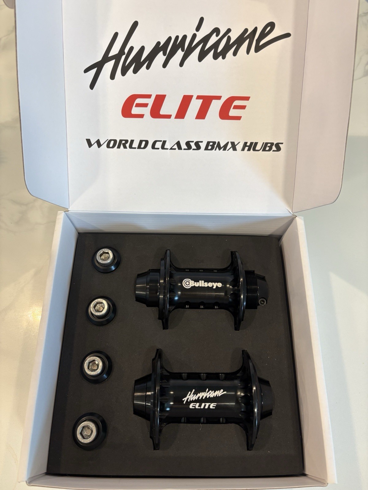 NEW BULLSEYE BMX HURRICANE ELITE HUB SET FREEWHEEL 3/8″ AXELS BLACK HUBS 36h