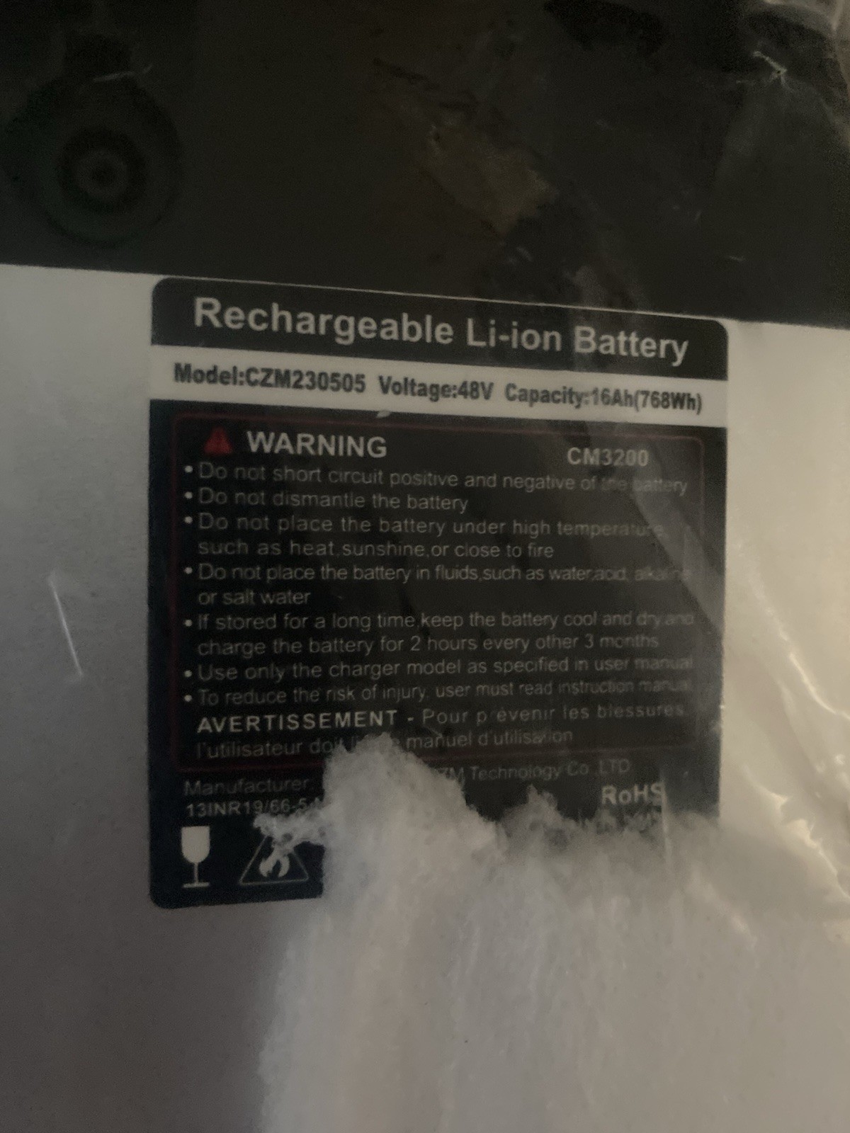 Foldable Ebike Battery 48v 16ah