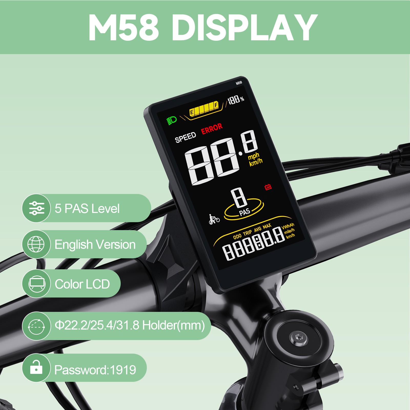 Ebike Display for BAFANG Mid Drive Motor UART Protocol Bicycle