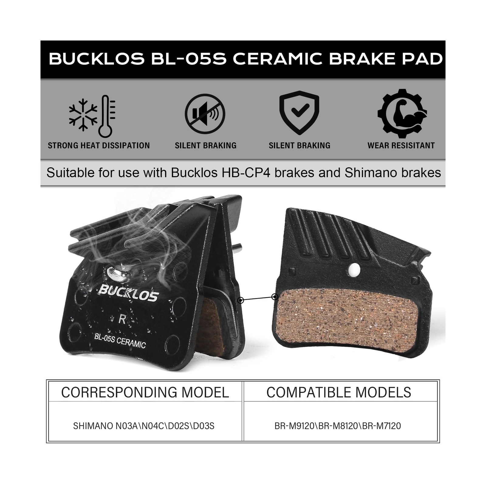 BUCKLOS MTB Hydraulic Disc Brake Set 4 Pistons Front 850mm and Rear 1550mm Hy…