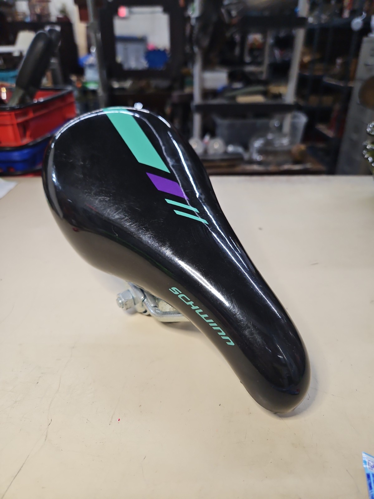 Schwinn Bike Saddle/Seat Black Purple Teal Pattern Line Astro