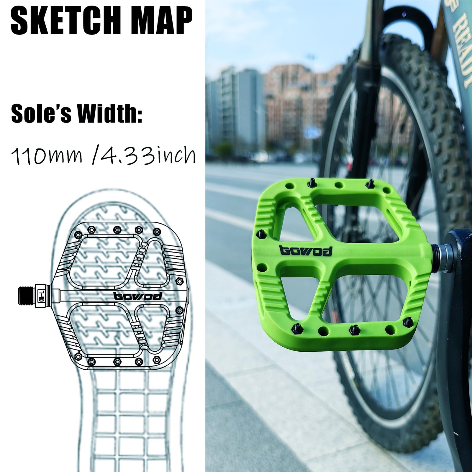 Bicycle Pedals Mountain Bike Adult Platform Flat Pedals Wide Bearing Red