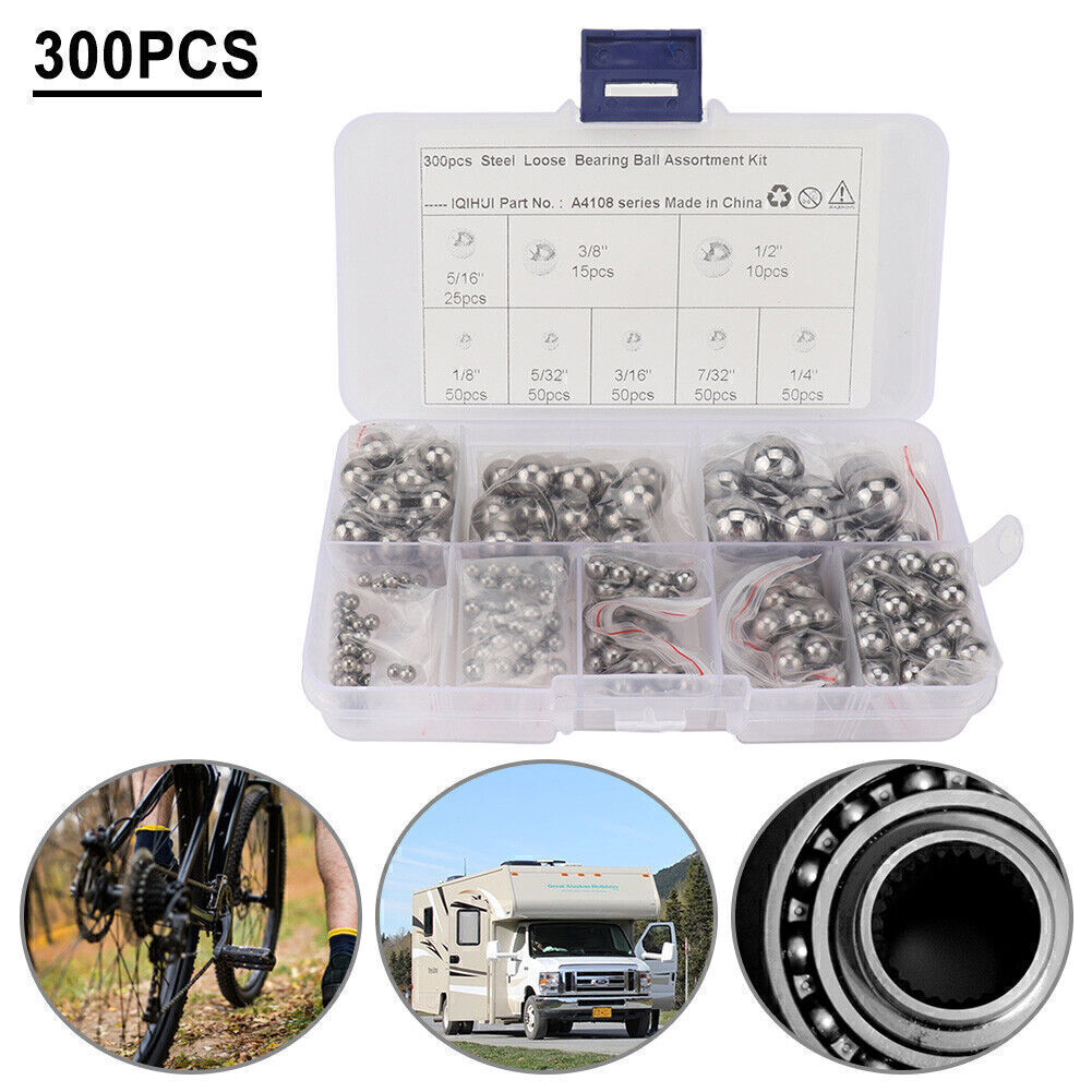 300 Steel Ball Assorted Loose Bicycle Bearing Ball 3/8″,5/16″,5/32″, 1/2″,3/16″