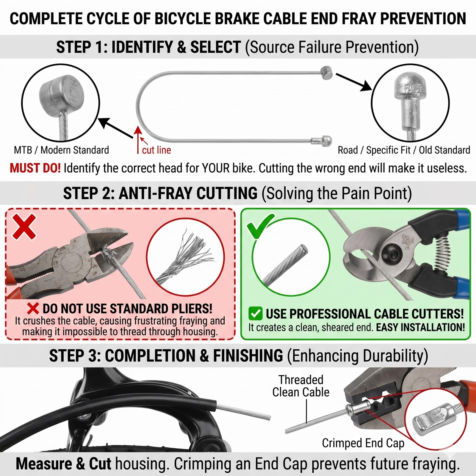 Black Bike Brake Cable Kit Front Rear with Housing Set