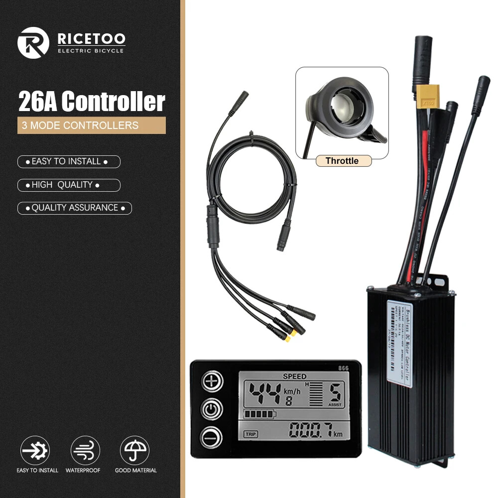 Three-Mode Electric Bike Controller 17A 26A 30A 40A 36/48V with S866 LCD Display