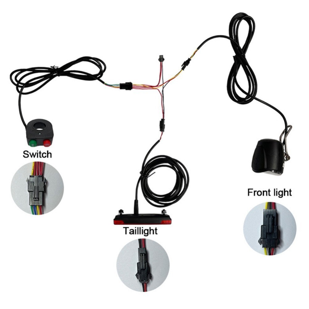 Electric Bike Light Ebike Headlight Tail Lights LED Brake Lamp Kit