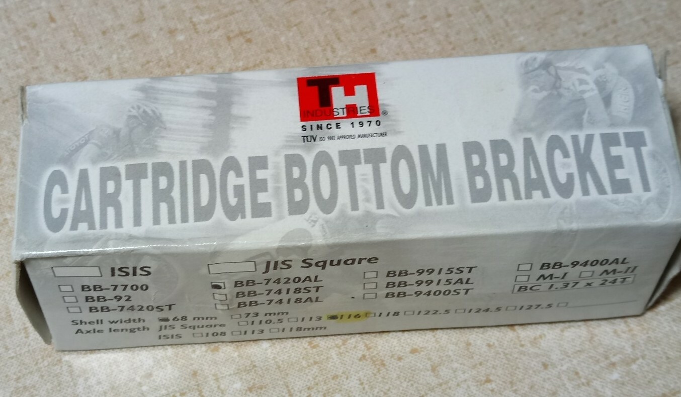 NOS Tien Hsin BB-7420AL 68mm X 116mm Bicycle Bottom Bracket 1.37×24 Square JIS
