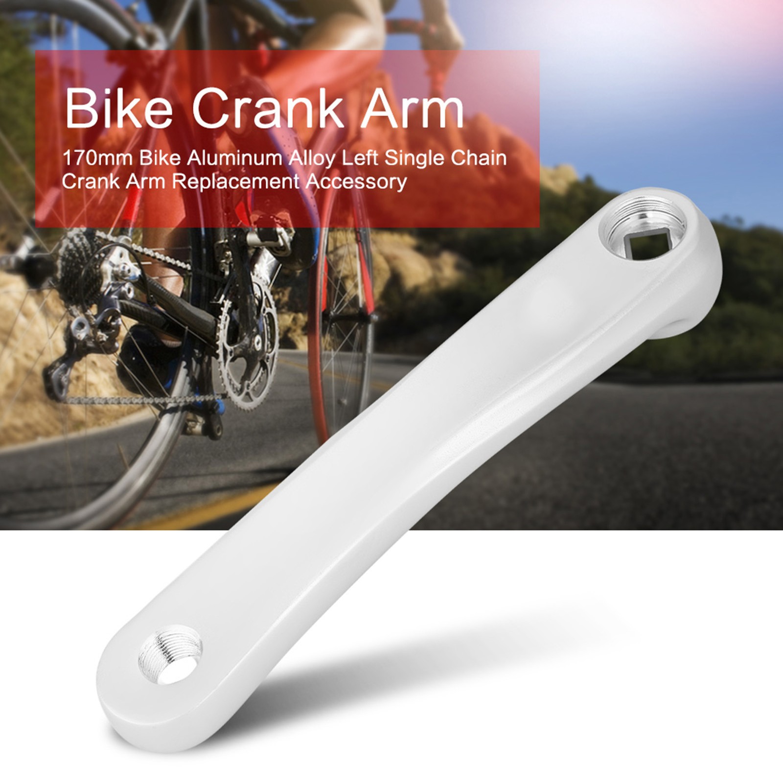 170mm Bike Aluminum Alloy Left Single Chain Crank Arm Replacement (Silver