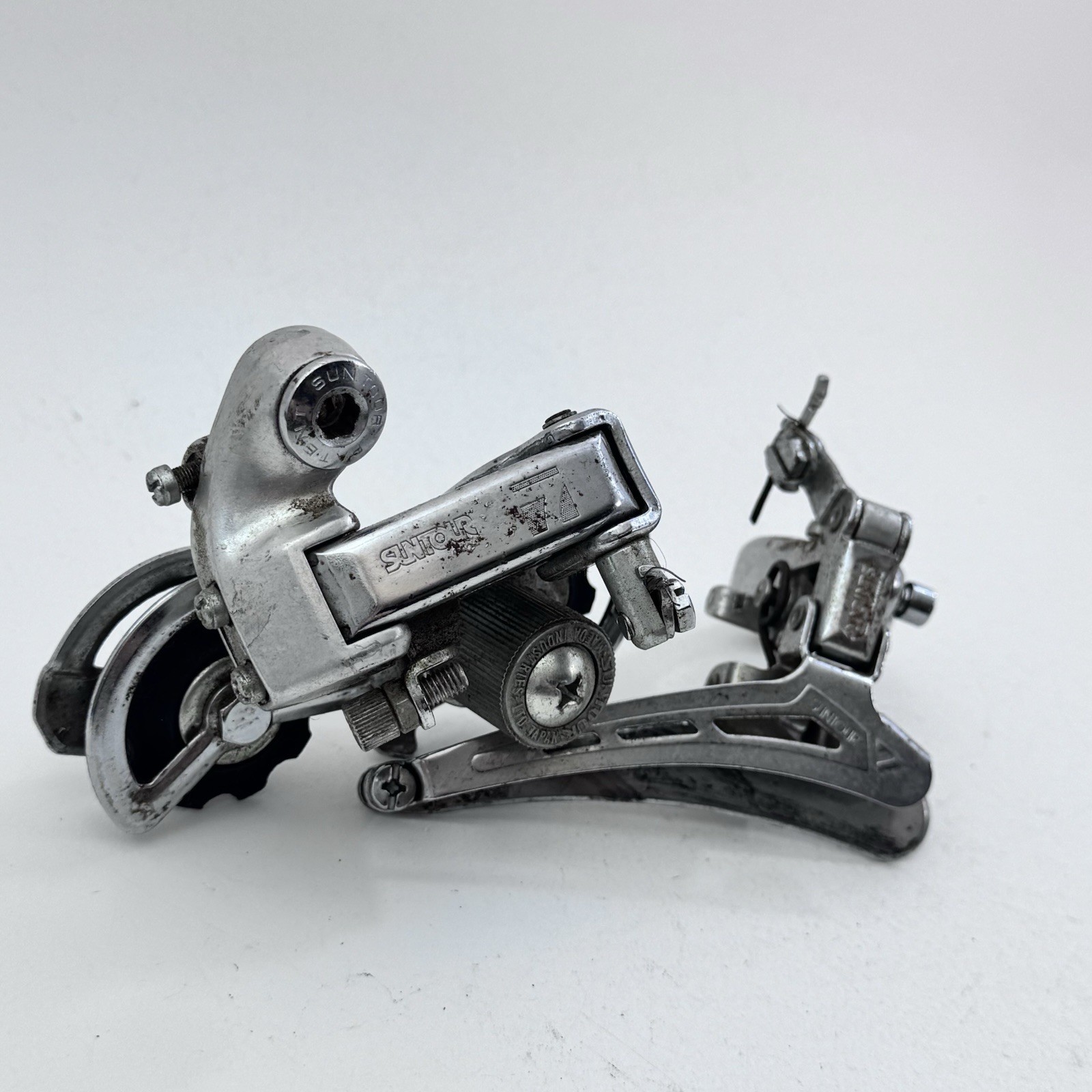 Vintage Suntour Seven 7 Derailleur Set Front Rear 28.6 Bottom Pull Bike A16