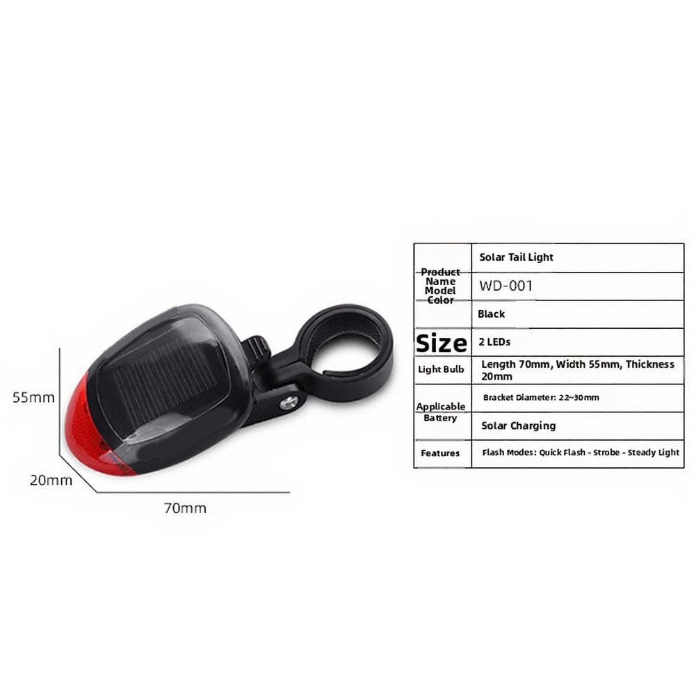 Solar Powered Bicycle Taillight for Night Visibility and All-Terrain Application