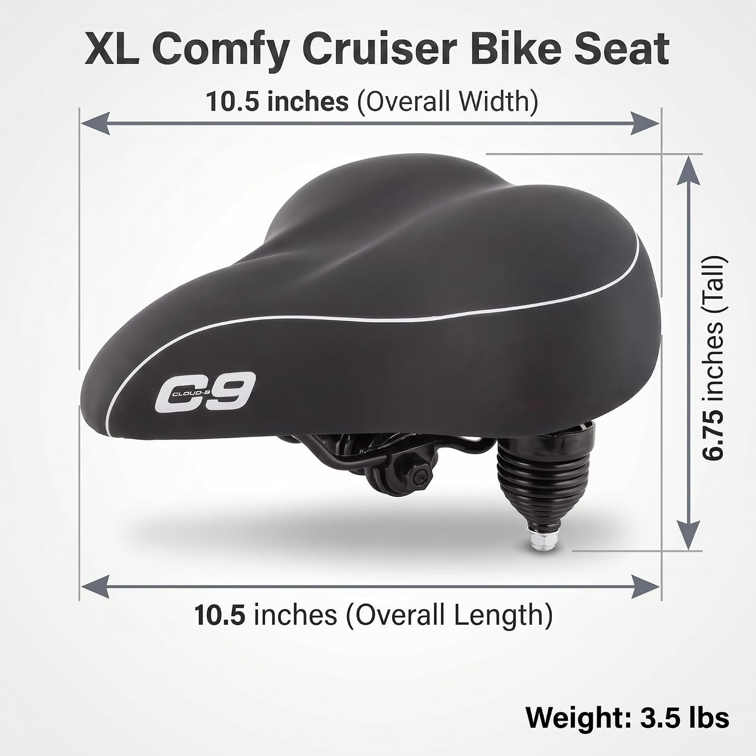 Sunlite Cruiser Gel Bicycle Saddle with Chrome Suspension – Ultimate Comfort