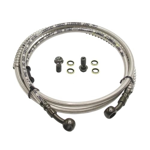1500mm 59 Inch M10 Banjo Bolts Front Hydraulic Brake Hose Line Hose Cable ATV