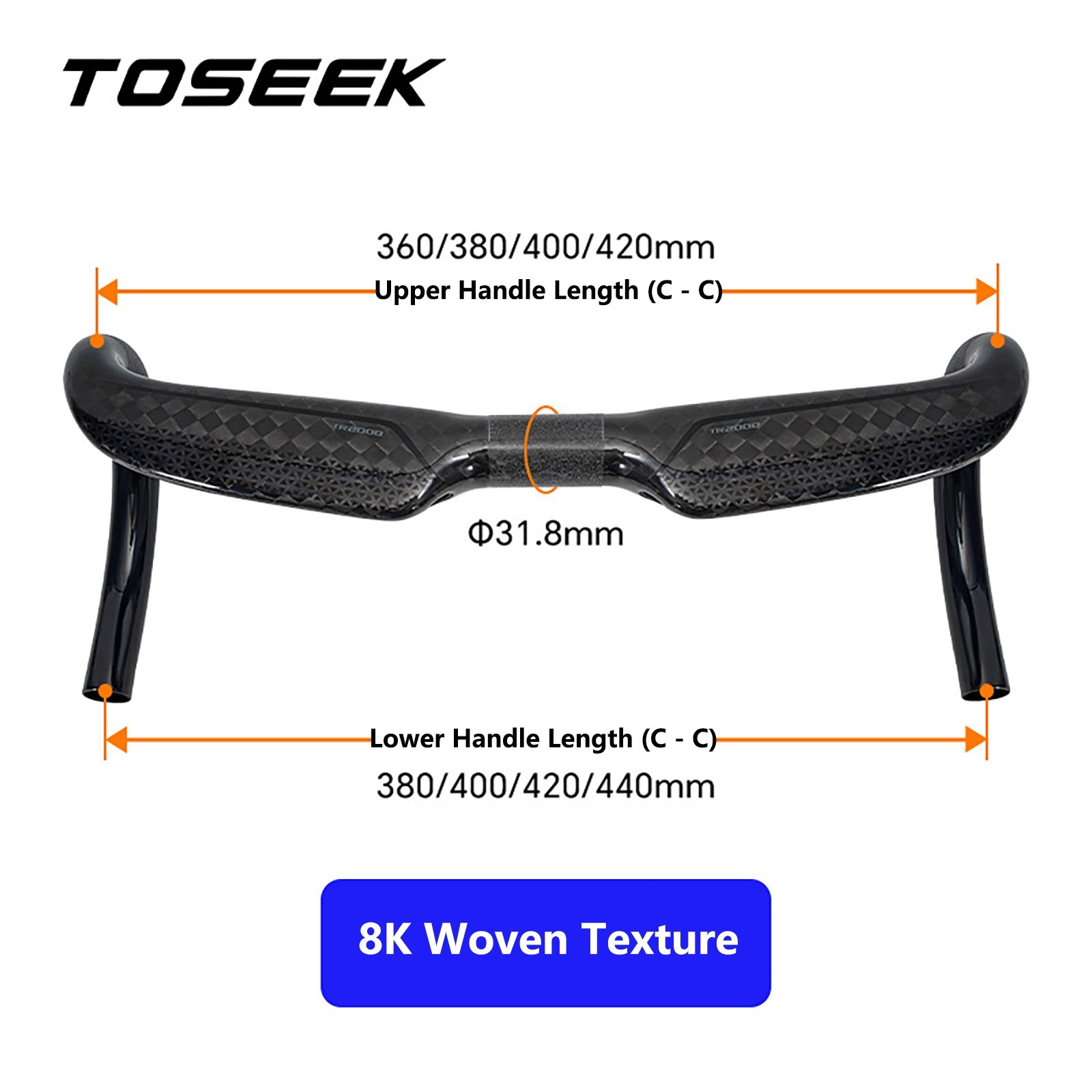 Carbon Fiber Bicycle Handlebar 8K Racing Road Bike Handle Drop Bar 31.8 x 420 mm