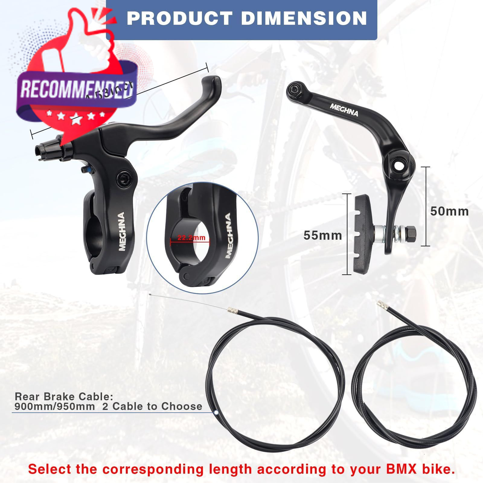 Bike Brake Set Rear U Aluminum Alloy Right Black 3-Piece Lightweight