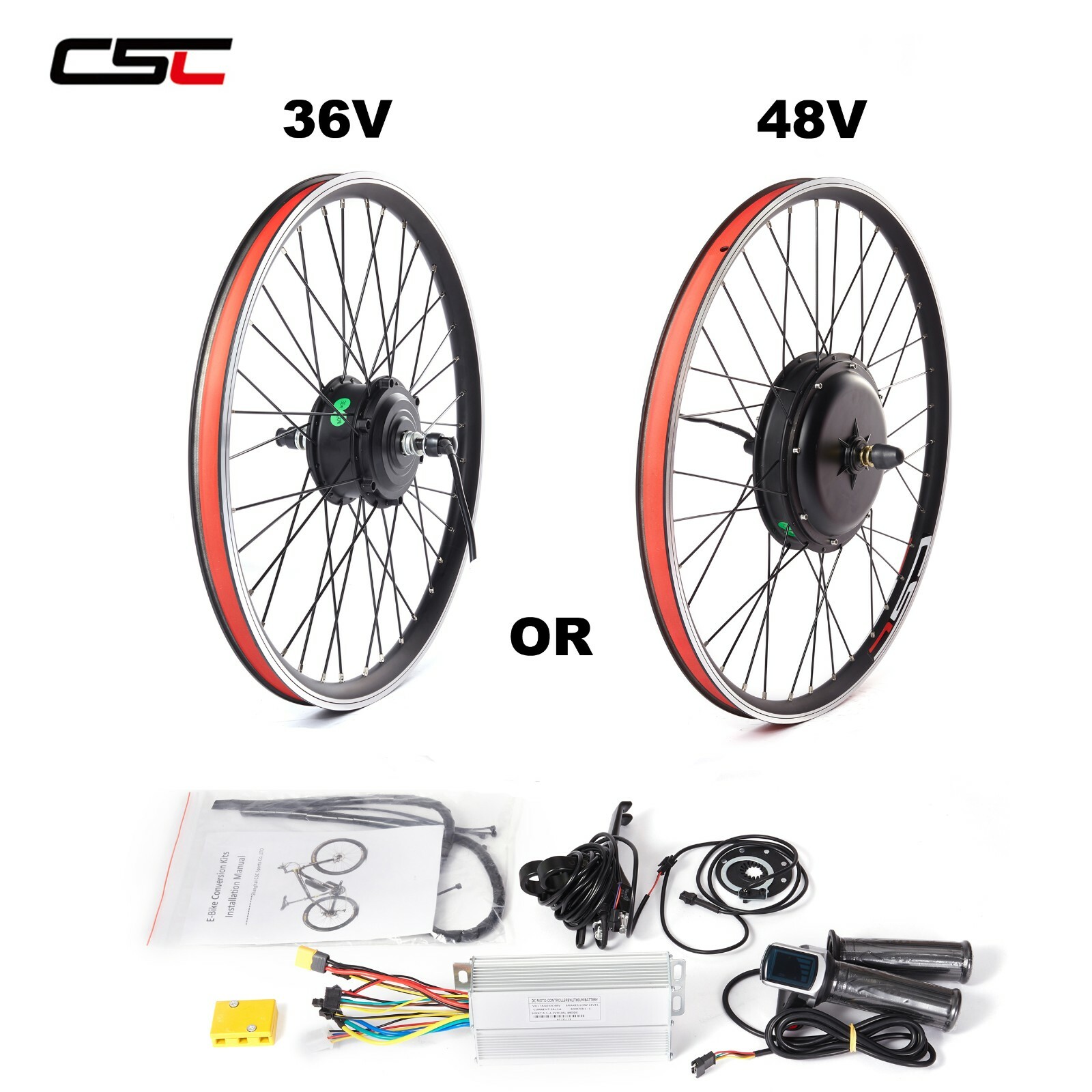 MTB Bicycle Conversion Front Rear Wheel Motor Engine 36/48V Electric Bike Kit