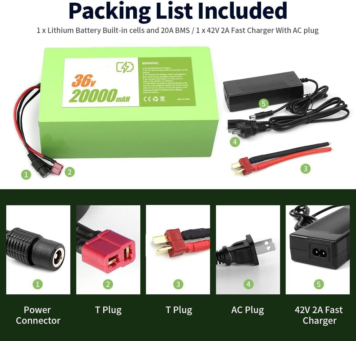 HAILONG 36V 20Ah Electric Bicycles Li-ion Battery for 200W-1000W EBike Scooter