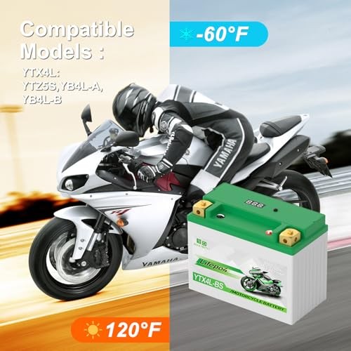YTX4L-BS Lithium Motorcycle Battery LiFePO4 12V 2.5Ah 200CCA High YTX4L-2.5AH