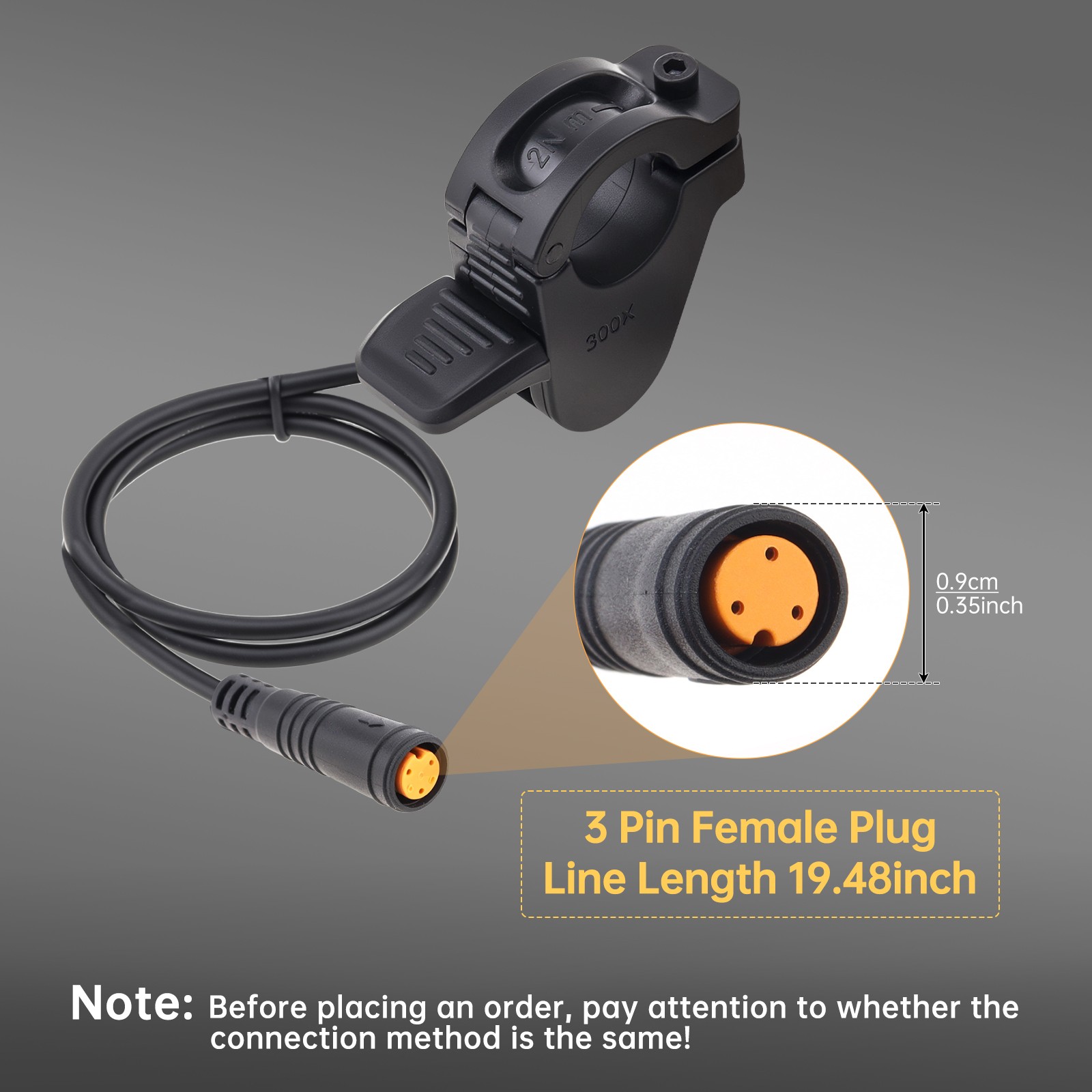 Thumb Throttle Accelerator 3Pin Female Throttle for Ebike BBS01/ BBS02B/BS02B