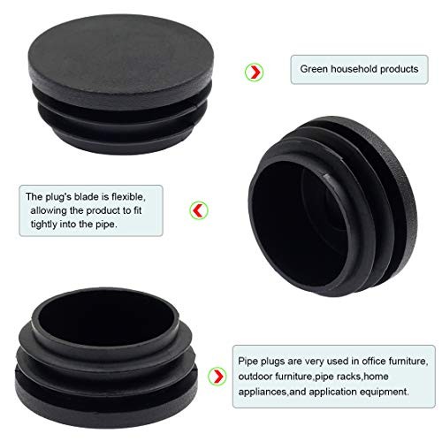 4PCS 76mm (3 Inch) Round Plastic Plug, Round Black Plastic End 76 x 76 4 Pack